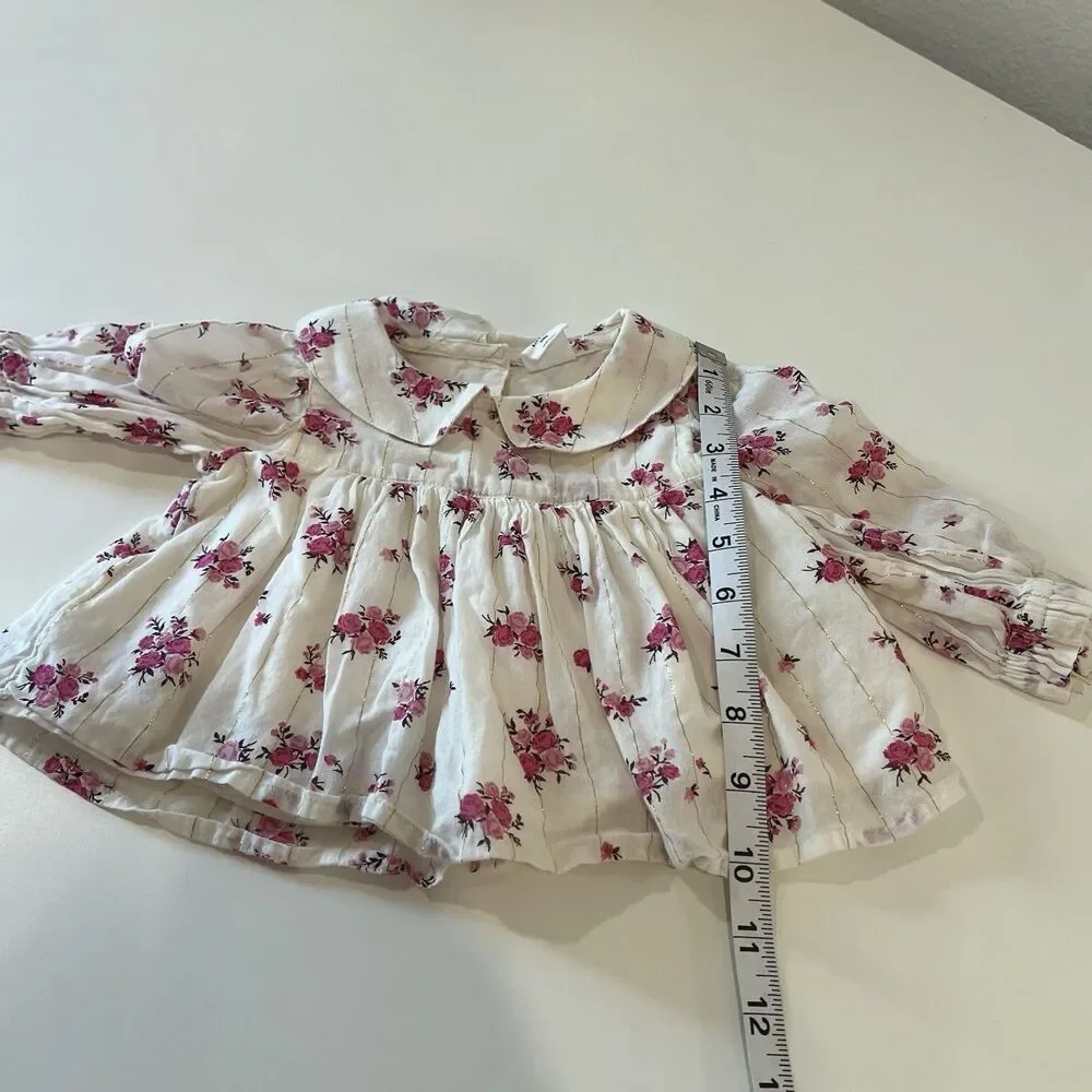 Gap Baby & Toddler Puff-Sleeve Floral Top 6-12 Months Metallic Detail Cute Pics